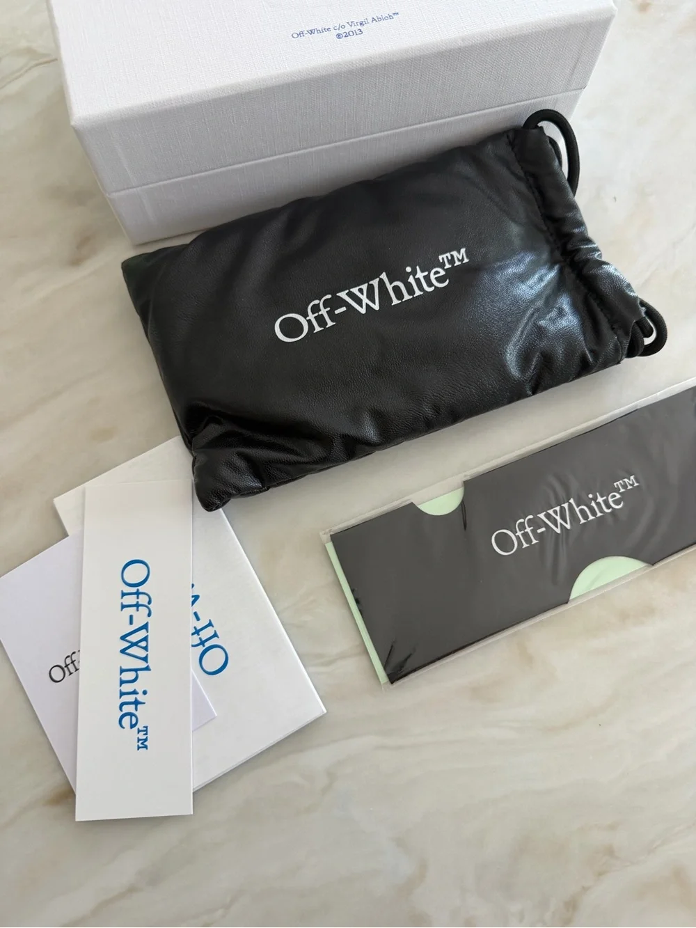 Off-White Black Glossy Rectangular Logo Sunglasses
